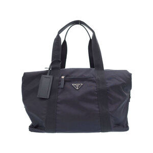 Prada ReNylon Saffiano Leather Duffle Boston Bag crosshatched Navy Blue